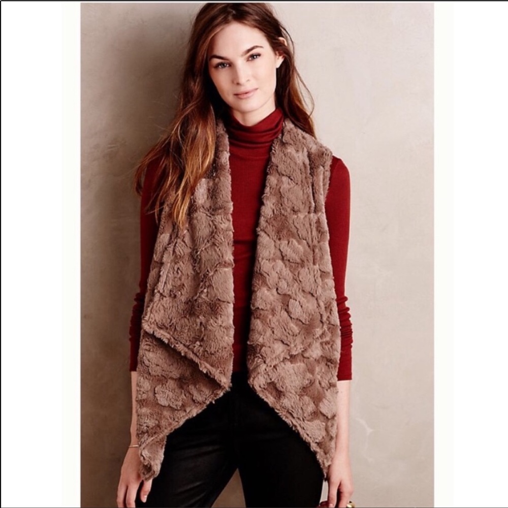 Anthropologie Elevenses Faux Fur Vest